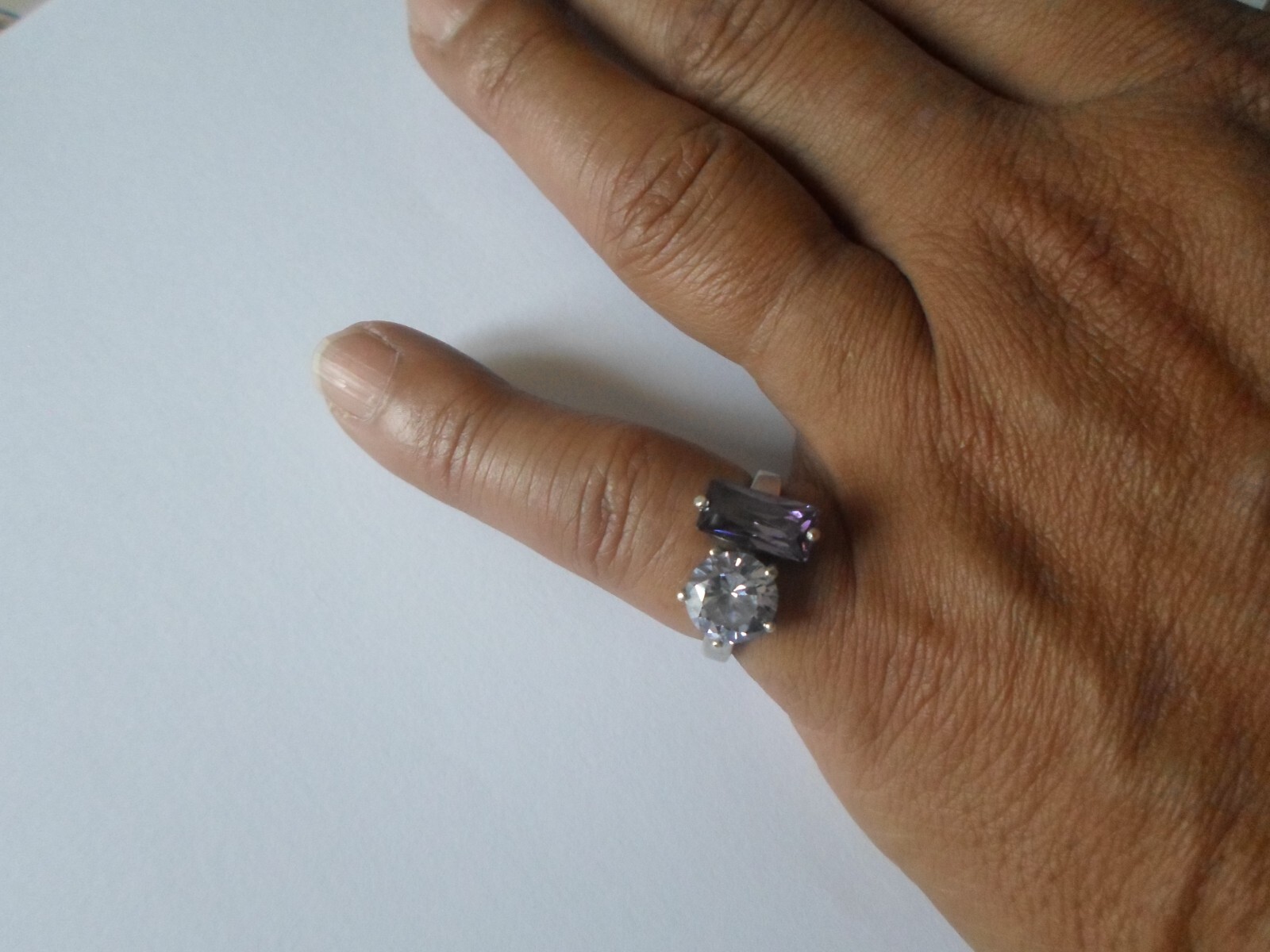 solid silver ring, cabochon and amethyst wand, s.… - image 4