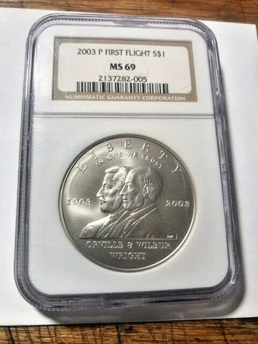 2003-P First Flight Silver Commemorative Dollar NGC MS69 Wright Bros. #13724