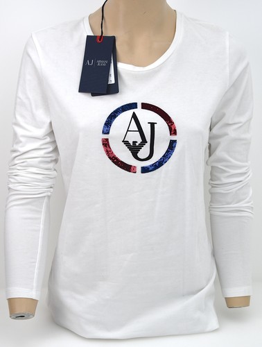 ARMANI JEANS DONNA MAGLIA T-SHIRT MANICHE LUNGHE GIROCOLLO INVERNALE ART.  Z5H19 | eBay