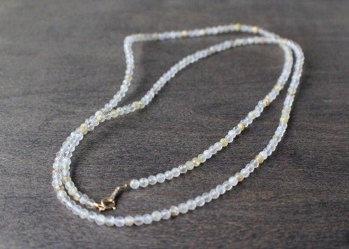 A++ Golden Rutile Quartz Faceted Round Tiny Beads 18" Elegant Necklace For Woman - Picture 4 of 11