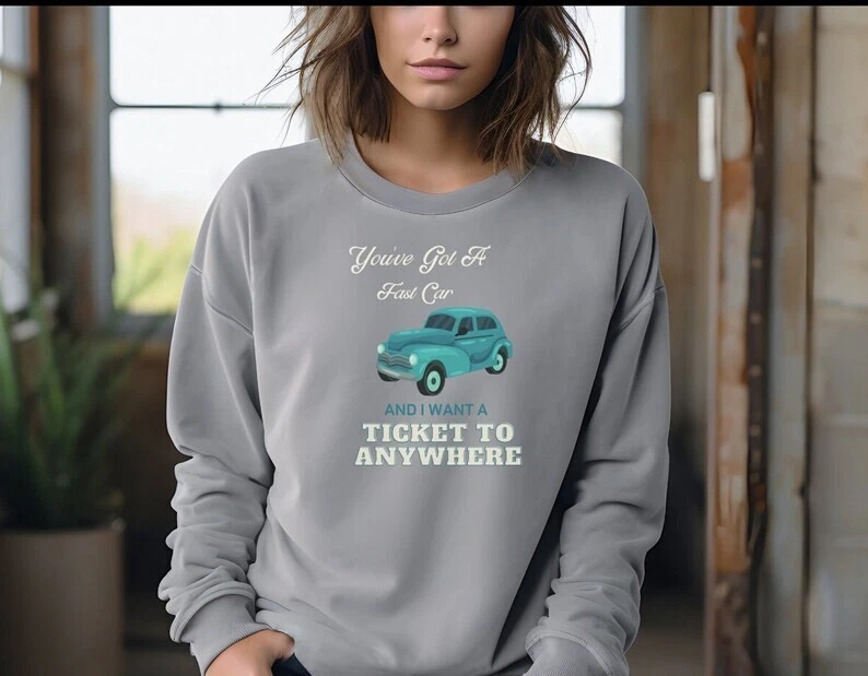 Comfort Colors sweatshirt Unisex large crewneck Fast Car Luke