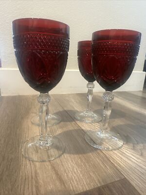 Set of 4 Luminarc 8'' Ruby Red Water Wine Goblets