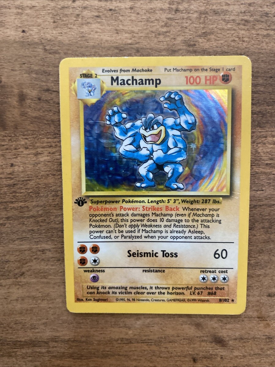 1995 Pokemon Base Set 1st Edition Machamp Holo Rare #8