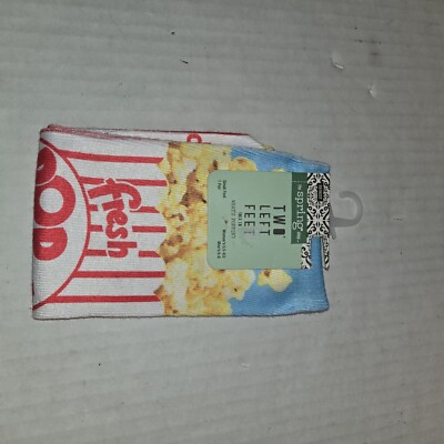 Two Left Feet Socks Fresh Popcorn Themed Size Womens 5.5-9.5 Mens  5-8