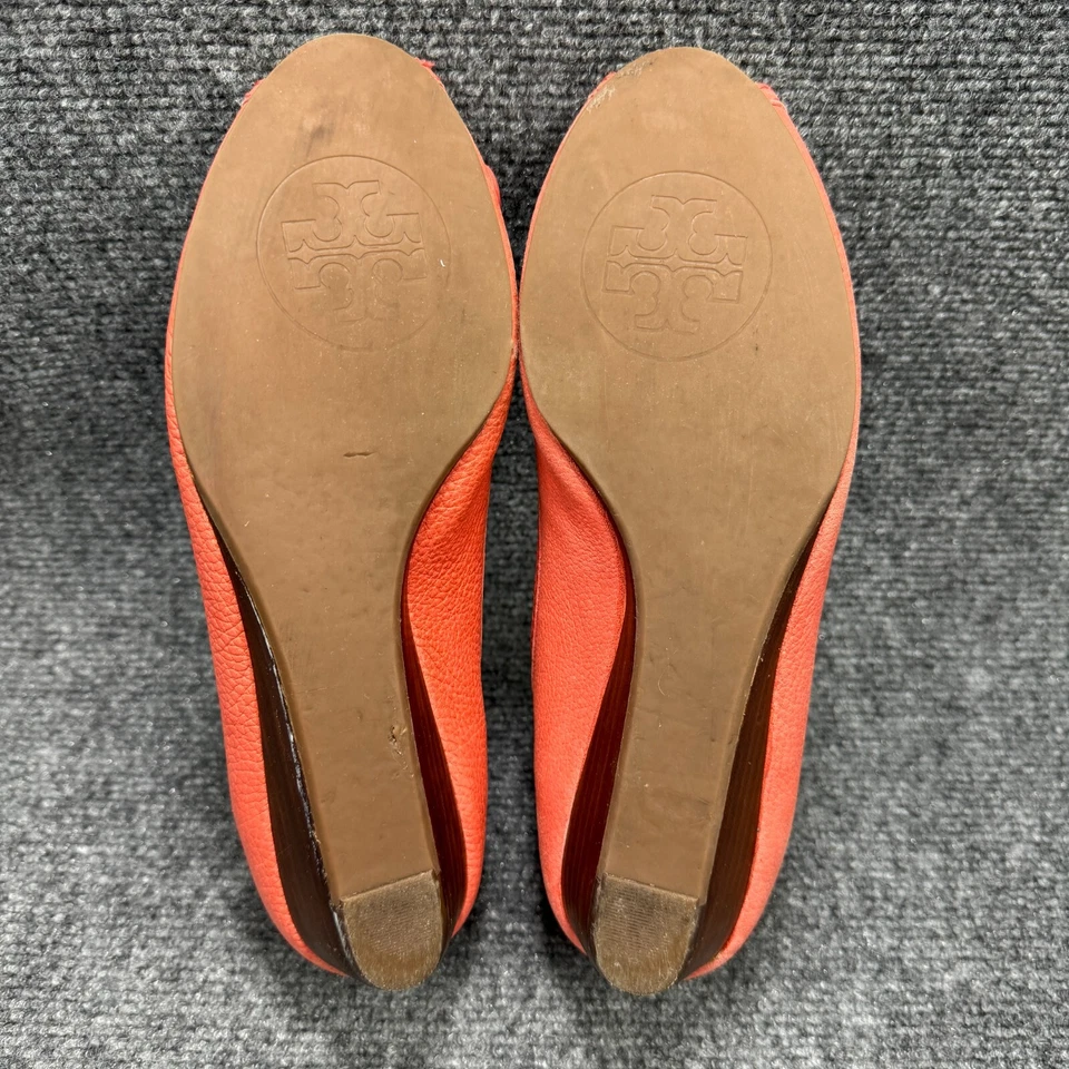 Zapatos Tory Burch para mujer 8,5 cuero rojo punta abierta tacón de cuña 11138212 Foto 3 de 4