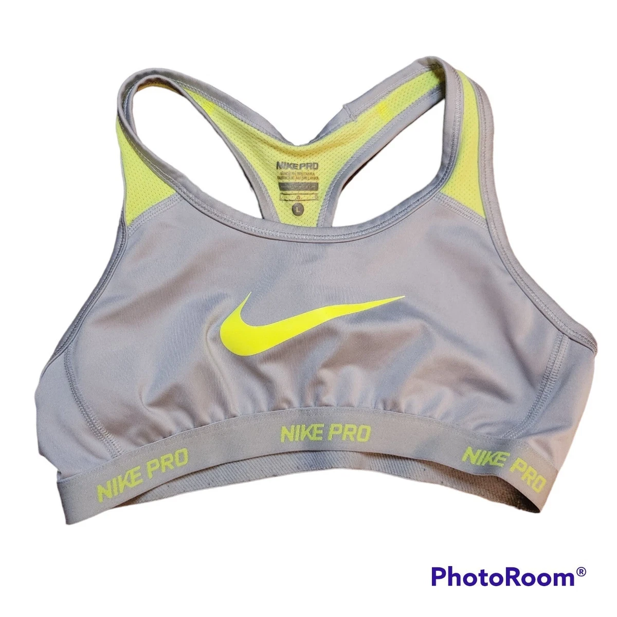 Nike Girls Dri Fit Hypercool Pro Sports Bra XL wolf gray volt