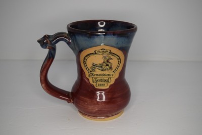 1999 Georgia Renaissance Festival Hand Thrown Pottery Tankard 5.5