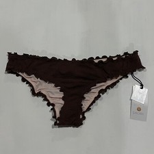 Women's Pique Textured Ruffle Cheeky Bikini Bottom - Shade  Shore Cinnamon XS