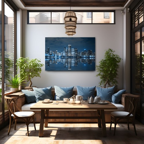 Chicago Skyline Nacht gerahmt Leinwand Fotodruck Wandkunst | Stadtbild USA City - Bild 6 von 12