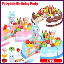 Kids DIY Birthday Cake Kitchen Pretend Play Food Toy Gift for Boys Girls