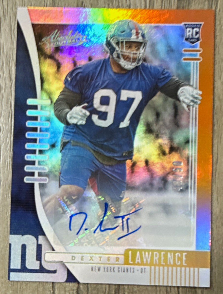 Dexter Lawrence Panini Absolute #177 Autograph Spectrum Orange