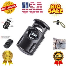 Plastic Cord Locks End Spring Stop Toggle Stoppers Multi-Colour 10PCS, Black