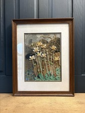 mixed-media botanical artwork, Vintage Floral Art Work Cottage Core