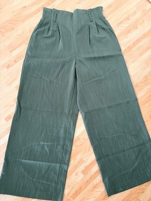 VERO MODA Wide leg Hose Gr. L/32 Gummibund grün Damen