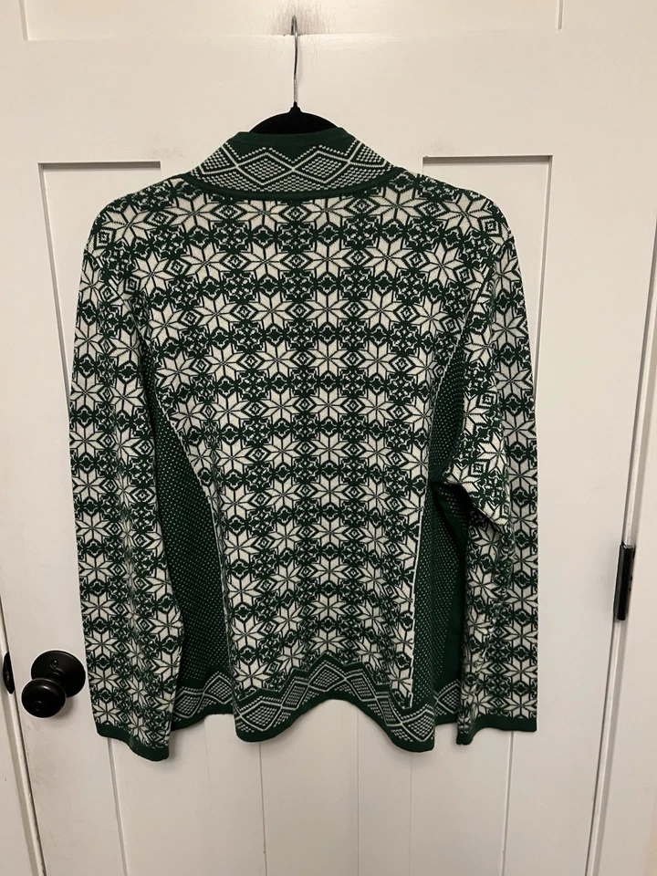 Cárdigan Suéter Appleseed's Fair Isle Verde Botón Frontal Talla XL Mezcla de Lana Foto 4 de 4