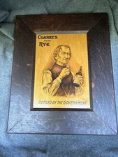 RARE Clarke’s Pure Rye Whisky Sign Family Medicinal Use Bottled By Government