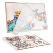 Puzzle Board with 4 Sorting Trays, Playing Puzzle Board with Accessories