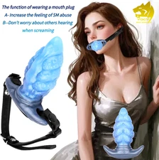 Bondage Open Mouth Gag Oral Insert Plug Stopper Harness Adjustable Belt Roleplay