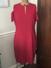 NEW Elie Tahari OLEANDRA Dress size 12 Color RED Open Shoulder Draped Sleeve