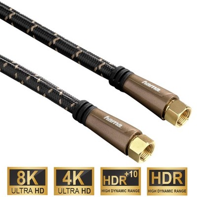 Hama 5m Sat-Kabel 120dB 8K 4K HD TV Antennen-Kabel F-Stecker Sat-Receiver DVB-S2