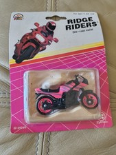 Bicicleta deportiva rosa Zylmex Ridge Riders 1993 de colección motocicleta juguete fundido a presión sin usar, en caja