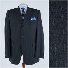 Mens Striped Grey Blazer 48L UK Size CHRISTIAN BERG Wool Sport Coat Jacket