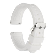 Silicone Watch Bands 22mm Soft Watch Bands with Silver Buckle, White