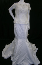 Designer Wedding SKIRT ONLY Separate 10 Mikado Satin Candlelight Trumpet Buttons