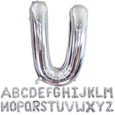 Silver Letter U Balloons 40 inch Large Alphabet U Balloons Silver Helium Foil...