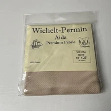 Wichelt Cross Stitch Fabric 14 count Permin Aida Bone 357-21A 18x25”