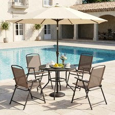 Folding Garden Chairs Set of 2/4  Outdoor Dining Chairs, Armrests Portable 150Kg