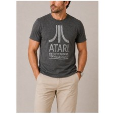 Atari Men's Charcoal Heather Gray Short Sleeves Vintage Graphic Tee Size M