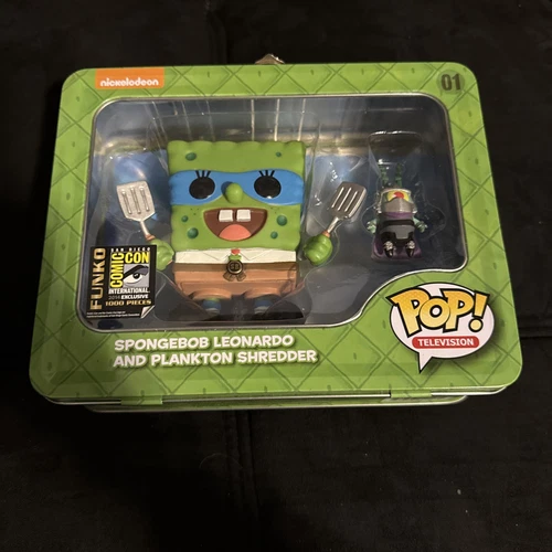 Funko POP! Spongebob Leonardo & Plankton Shredder TMNT Lunchbox SDCC 2014 LE1000