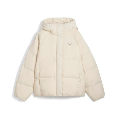 PUMA Hooded Down Puffer Jacket Womens Beige Casual Athletic Outerwear 68839287