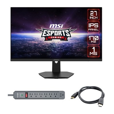 MSI Optix G274 27'' Black Full HD 170Hz Gaming Monitor + HDMI Cable +Surge Strip