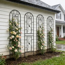 4 Pack Metal Garden Trellis 86.7x19.7 Rustproof Climbing Plant Support Peacock