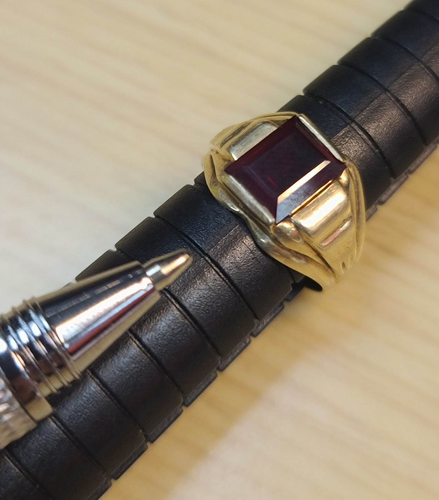 Vintage 10k Solid Yellow Gold Red Ruby Ring 4.75s… - image 21