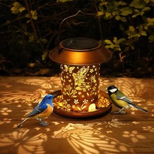 Solar Bird Feeders for Outdoors Hanging Metal Waterproof Outdoor Butterfly La...