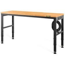 2000lb 48"x20"x38.1h Adjustable Height Metal Frame Hardwood Workbench