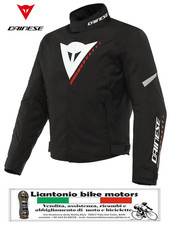 DAINESE GIACCA MOTO UOMO VELOCE D-DRY IMPERMEABILE PROTEZIONI NERO/ROSSO