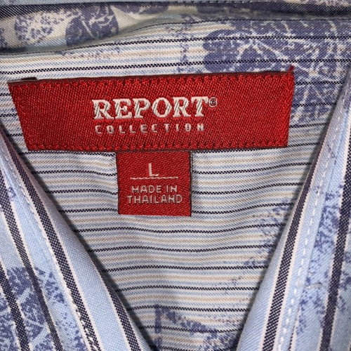Report Colection stripe floral button up long sleeve shirt mens size L - Picture 3 of 4