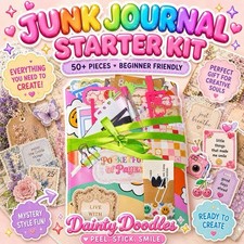 Dainty Doodles Junk Journal Starter Kit Scrapbook Kit, 50 Pieces Beginner