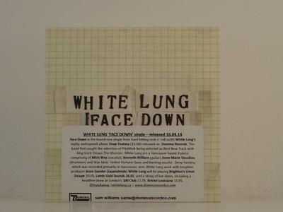 WHITE LUNG FACE DOWN (H1) 1 Track Promo CD Single including Card Sleeve DOMINO R