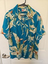 MENS HOLO HOLO HAWAIIAN SHORT SLEEVE SHIRT,vintage,Lg.tropical ,blue,original...