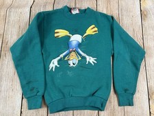 Vintage 90s Disney Designs Donald Duck Green Crewneck Sweatshirt Youth Large