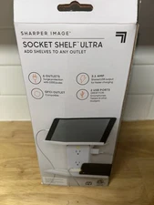 Sharper Image Socket Shelf Ultra Fast Charging 2 USB Ports 6 Outlets NIB