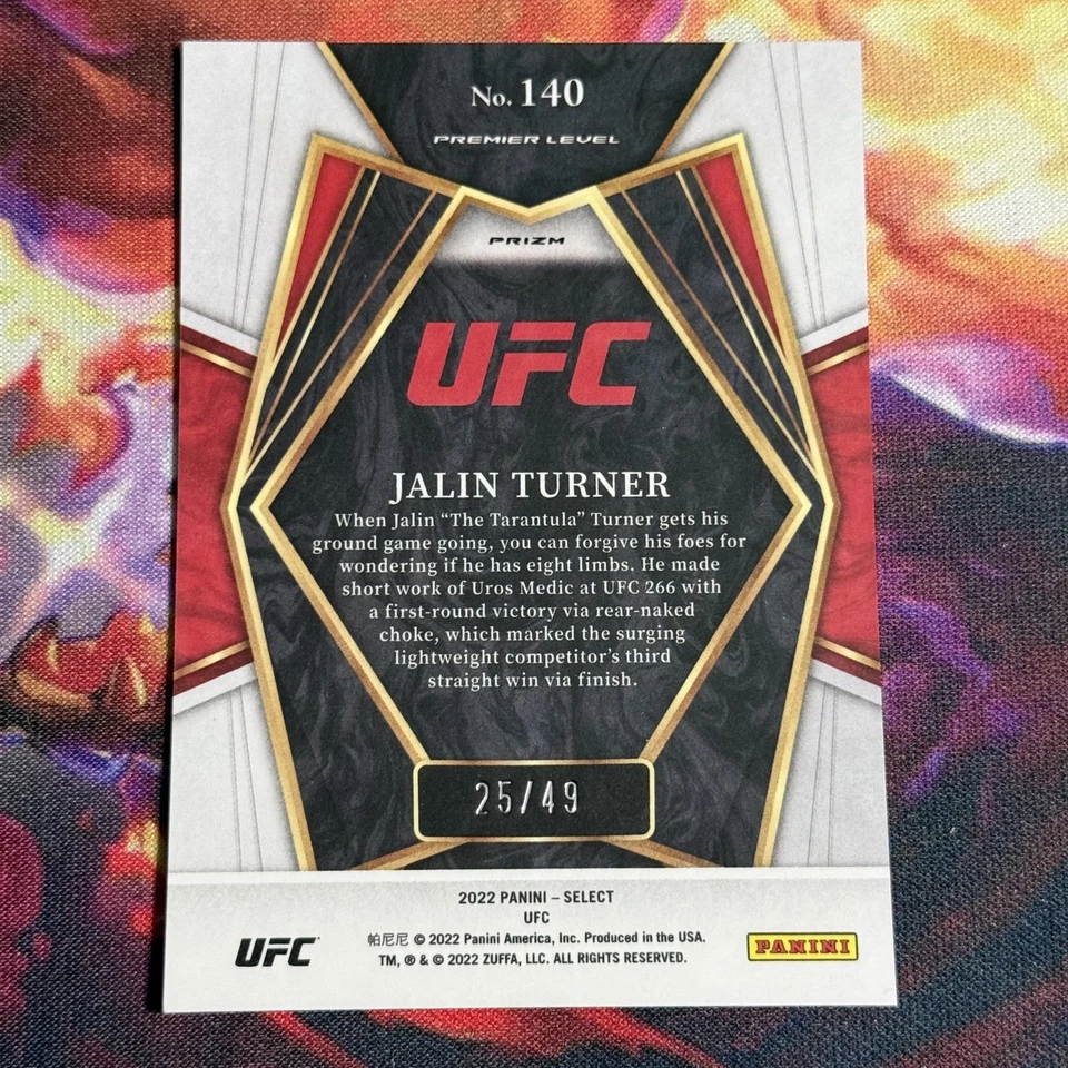 2022 Panini Select UFC Premier Level Jalin Turner Blue Disco Prizm /49 Rookie  - Image 2 of 4