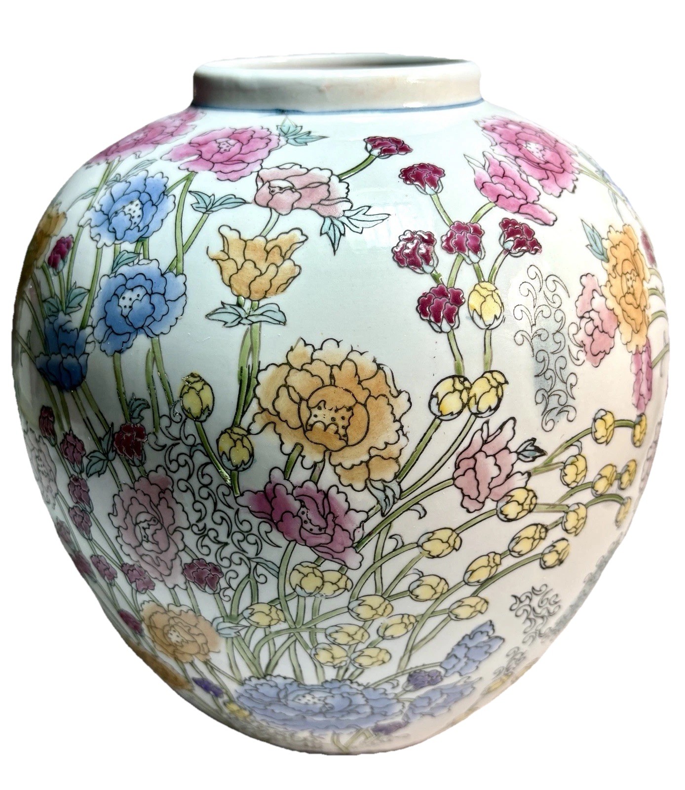 WBI VTG Chinese Porcelain Famille Rose Hand painted Ginger Jar 8” Marked No lid