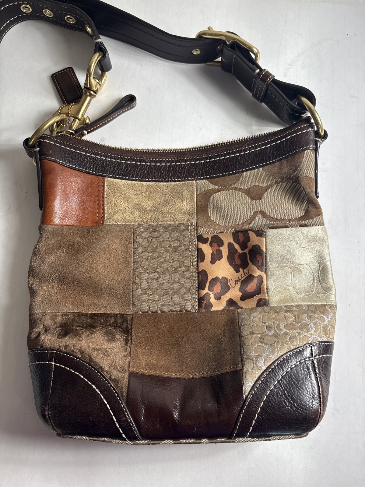 COACH Rare Patchwork Leopard Print Shoulder Cross… - image 7