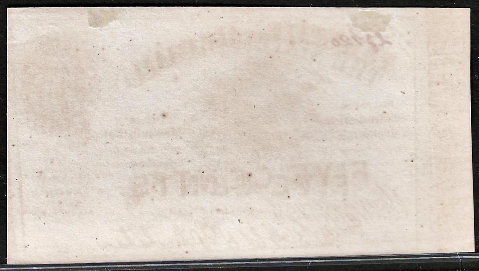Jan 1863 CSA Confederate States of America Montgomery Alabama 5¢ Cents Note UNC - Image 2 of 2